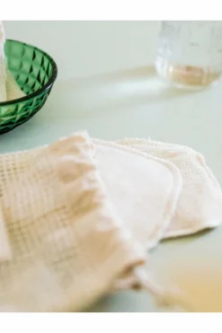 7 carrés démaquillants réutilisables + filet de lavage