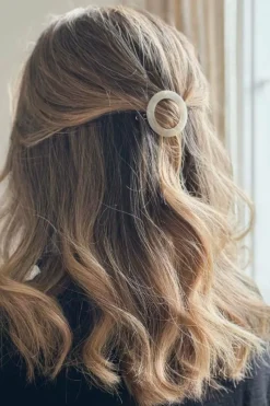 Barrette ronde nacre