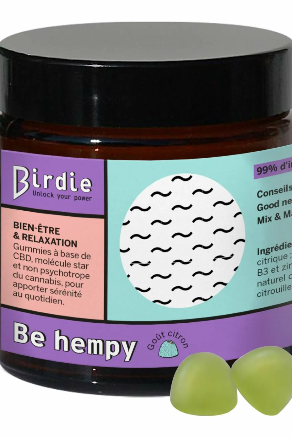 Bonbons gummies anti-stress au CBD Be Hempy