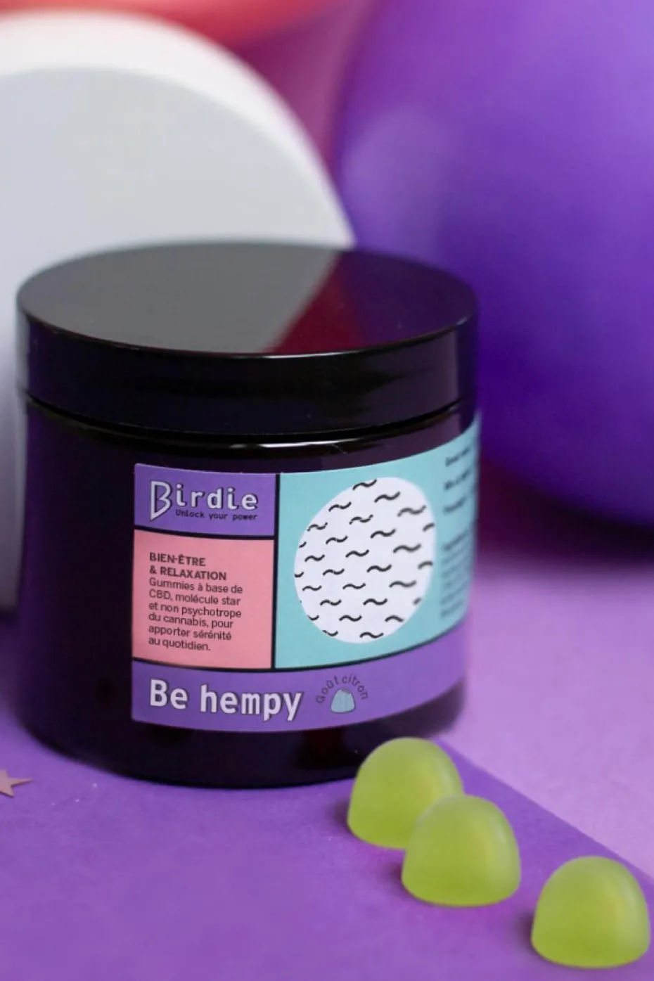 Bonbons gummies anti-stress au CBD Be Hempy