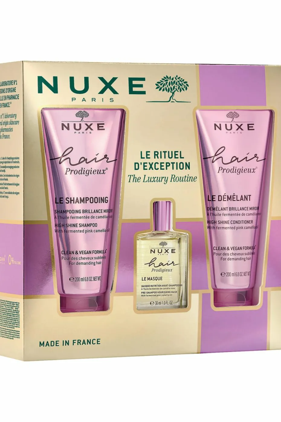 Coffret Noël nutrition cheveux Nuxe Hair avec shampoing & démélant Brillance Miroir 200ml