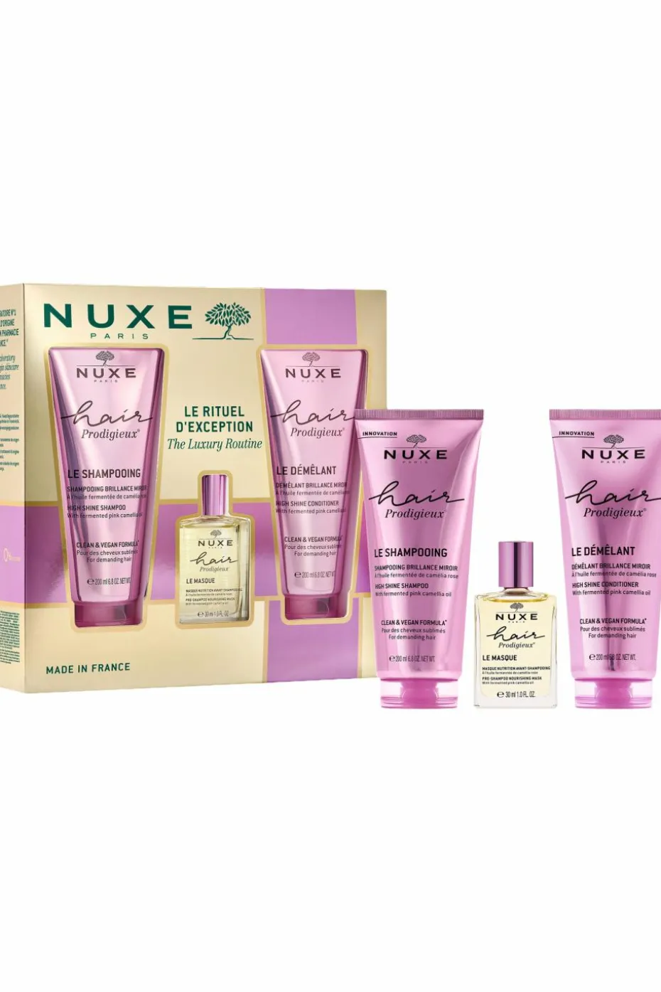 Coffret Noël nutrition cheveux Nuxe Hair avec shampoing & démélant Brillance Miroir 200ml