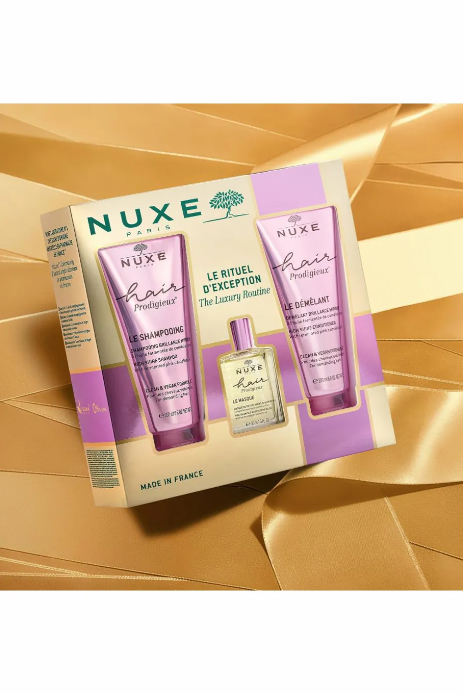 Coffret Noël nutrition cheveux Nuxe Hair avec shampoing & démélant Brillance Miroir 200ml