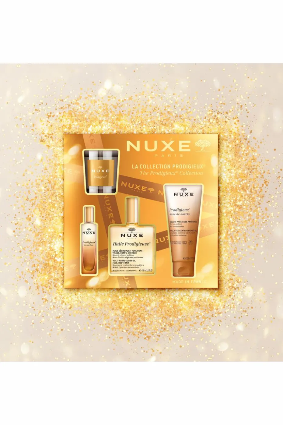 Coffret Noël parfum Le Prodigieux avec l’huile prodigieuse 100ml et un soin offert