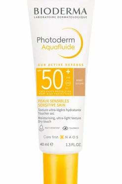 Crème solaire visage Photoderm Aquafluide SPF50+ teinte dorée