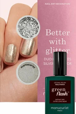 Duo de poudre à effet et paillettes et vernis Green Flash