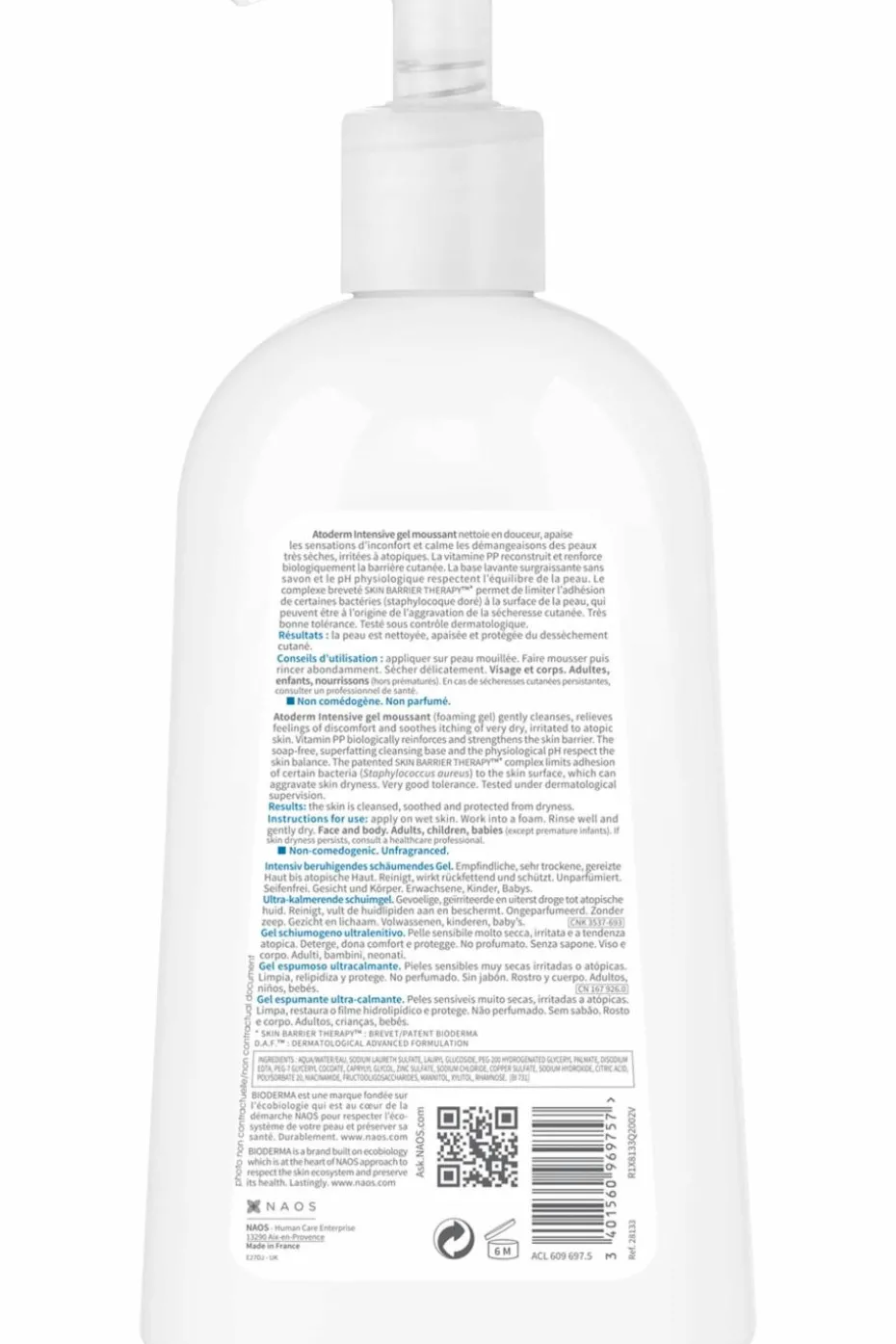 Gel moussant corps peaux sensisbles Atdoderm Intensive