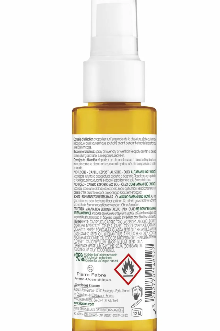 Huile protectrice capillaire au Tamanu bio et Monoï