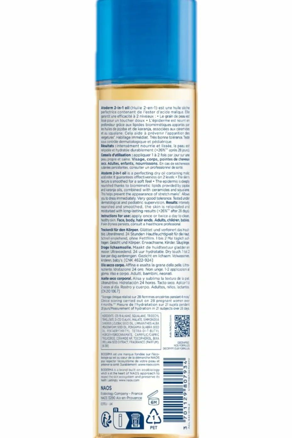 Huile sèche corps 2 en 1 Atoderm