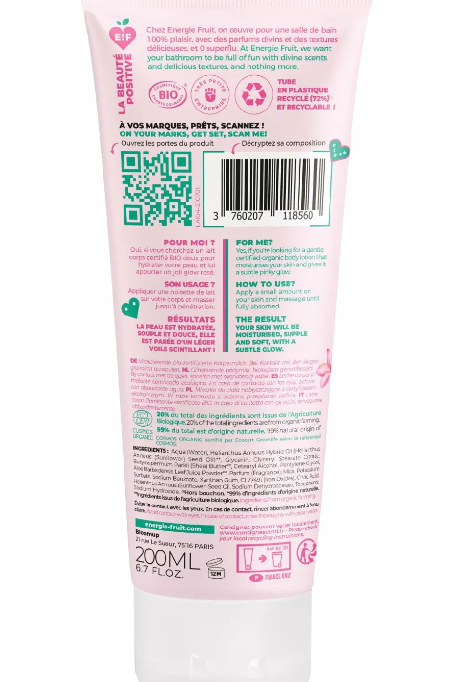 Lait corps scintillant au monoï rose