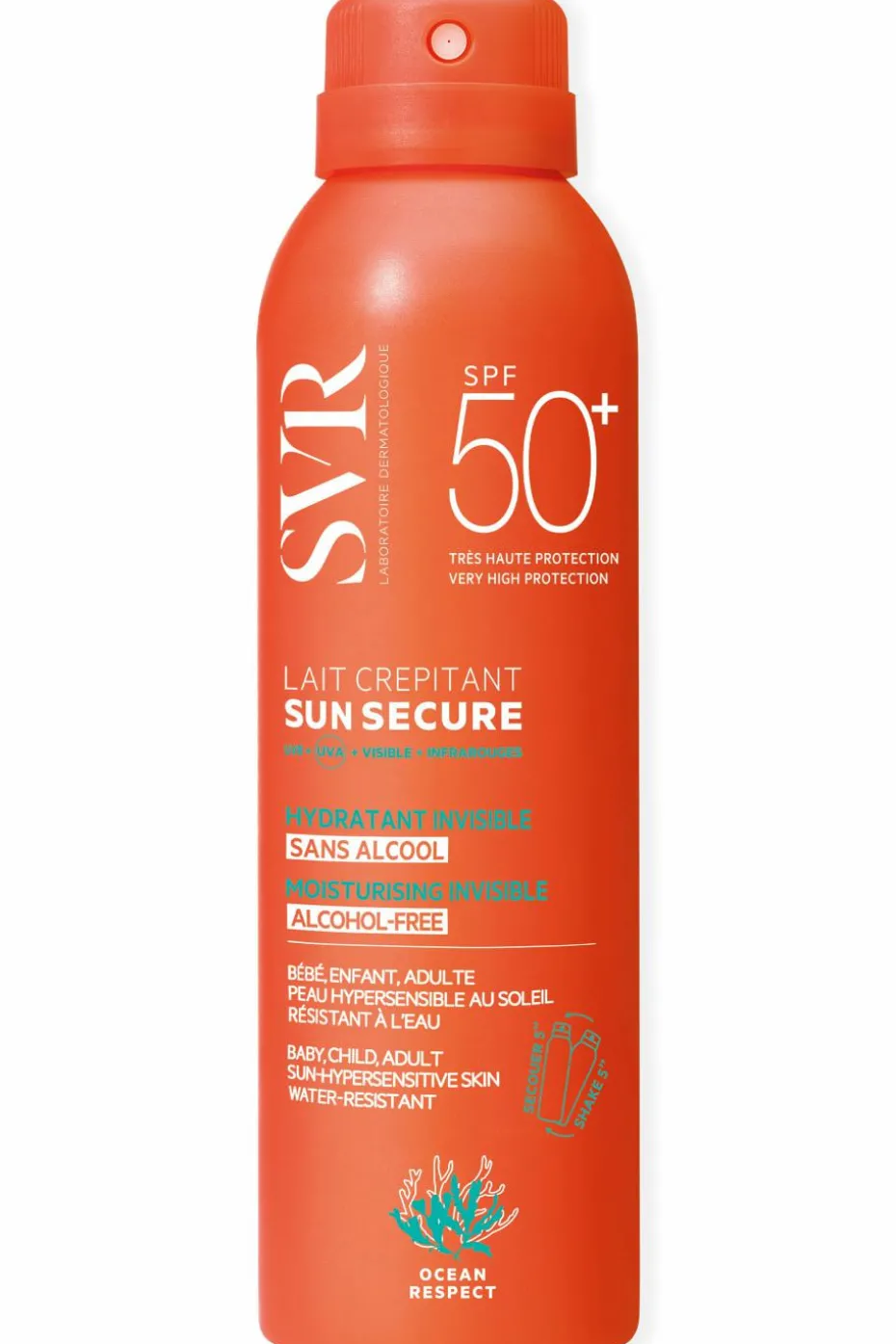 Lait hydratant crepitant invisible Sun Secure SPF50+