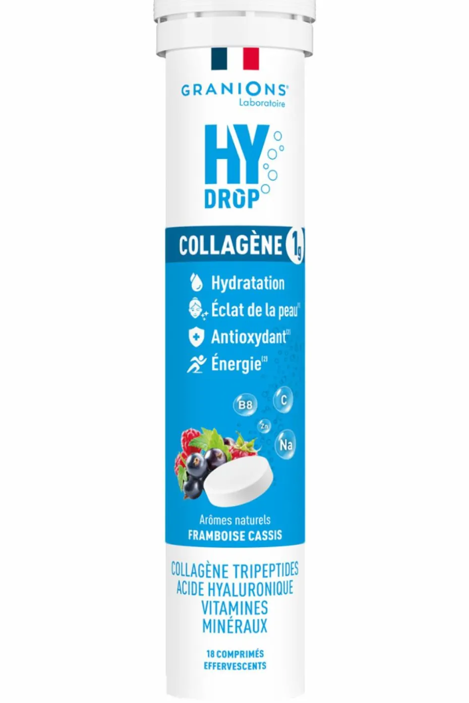 Pastilles hydratation Collagène Framboise Cassis Hydrop