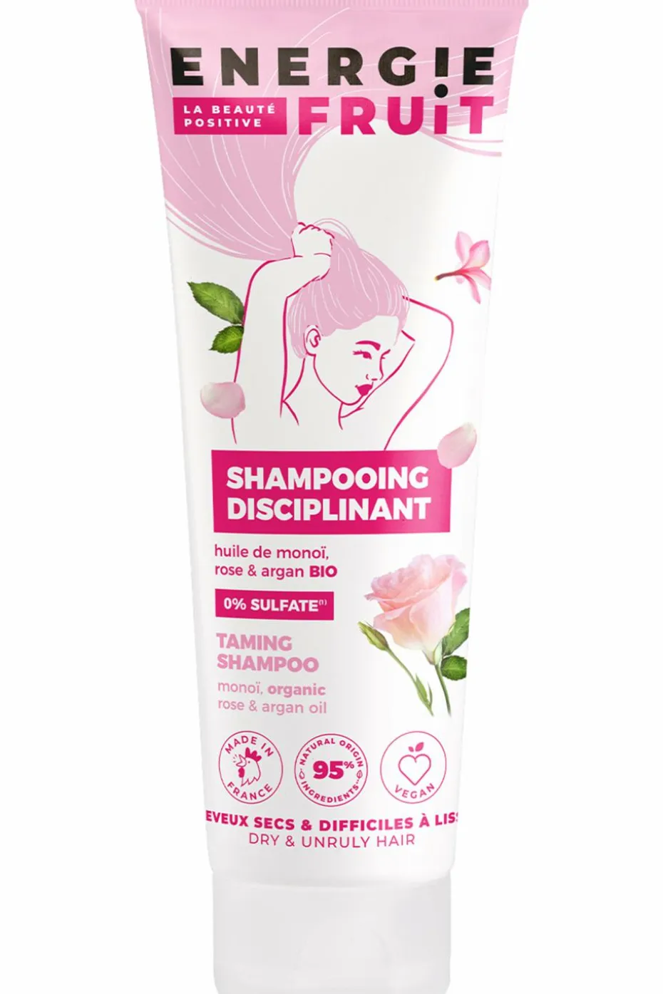 Shampoing disciplinant anti-frisottis au monoï rose et à l’huile d’Argan