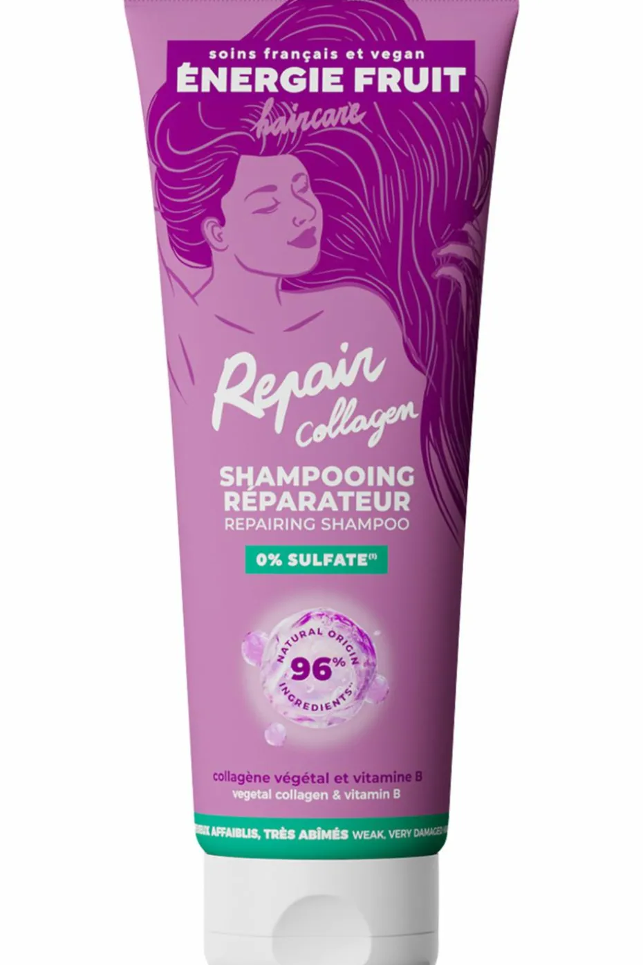 Shampoing réparateur pour cheveux très abimés au collagène et vitamine B