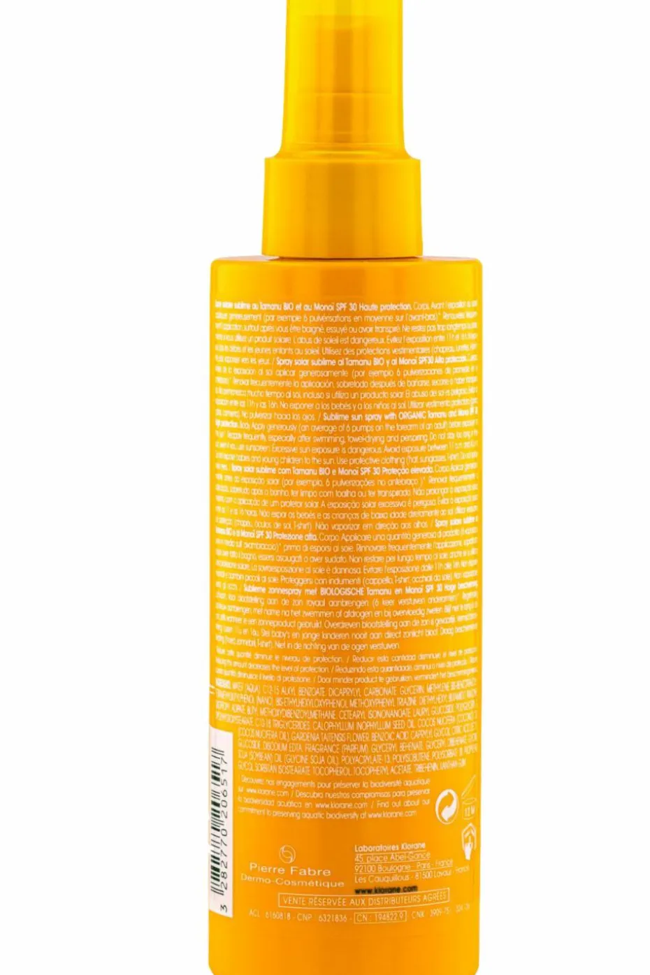 Spray solaire sublime SPF30 au Tamanu bio et au Monoï